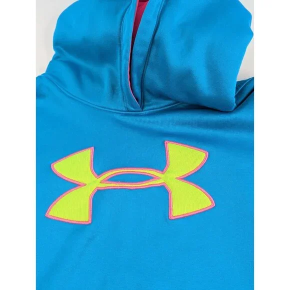 Under Armour Youth Boys Size L Blue Hoodie Loose Pullover Sweatshirt Pockets - Picture 8 of 11